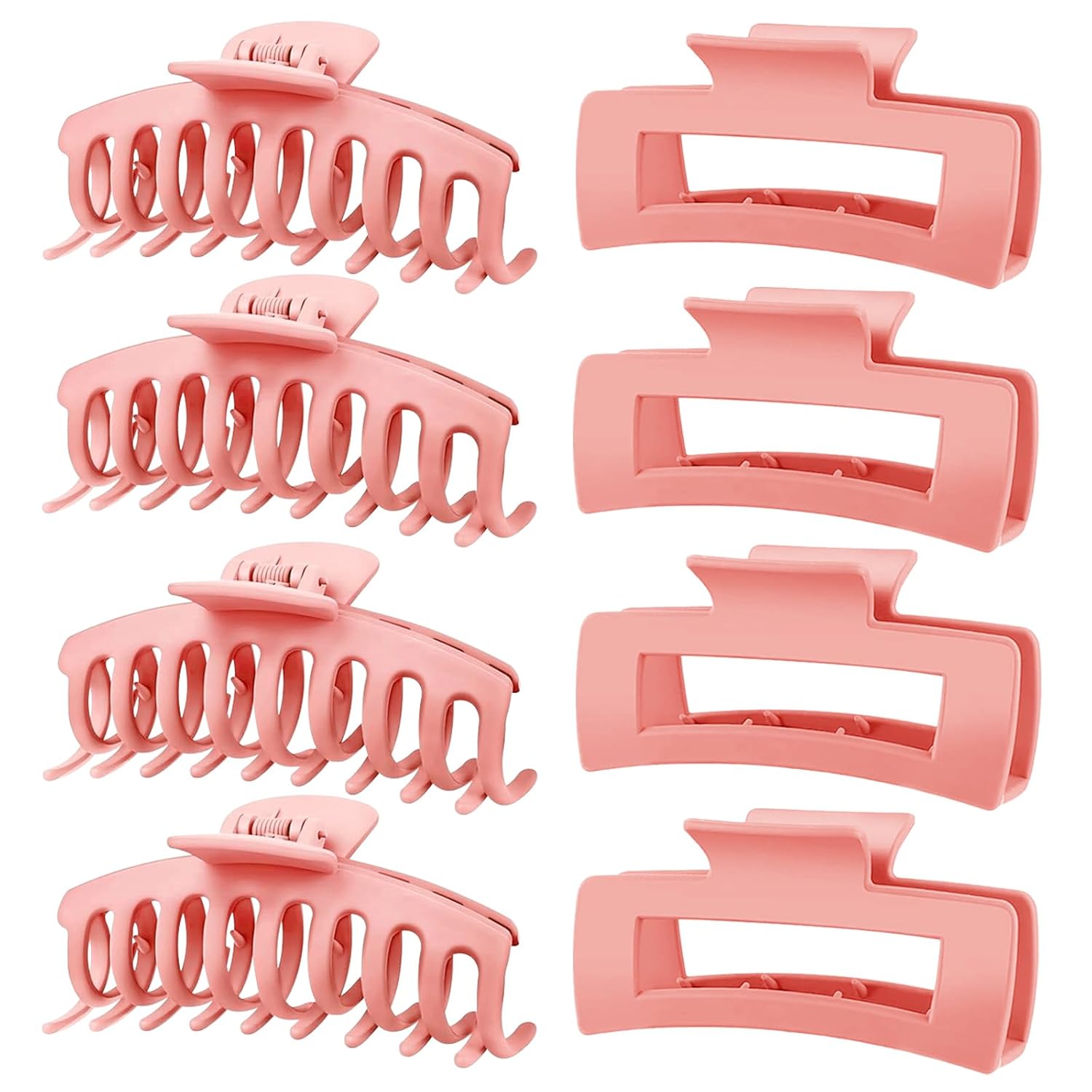 TOCESS 8 Pack Neutral Big Hair Claw Clips for Women Large Claw Clip for Thin Thick Curly Hair 90's Strong Hold 4.33 Inch Nonslip Matte Jumbo Hair Clips