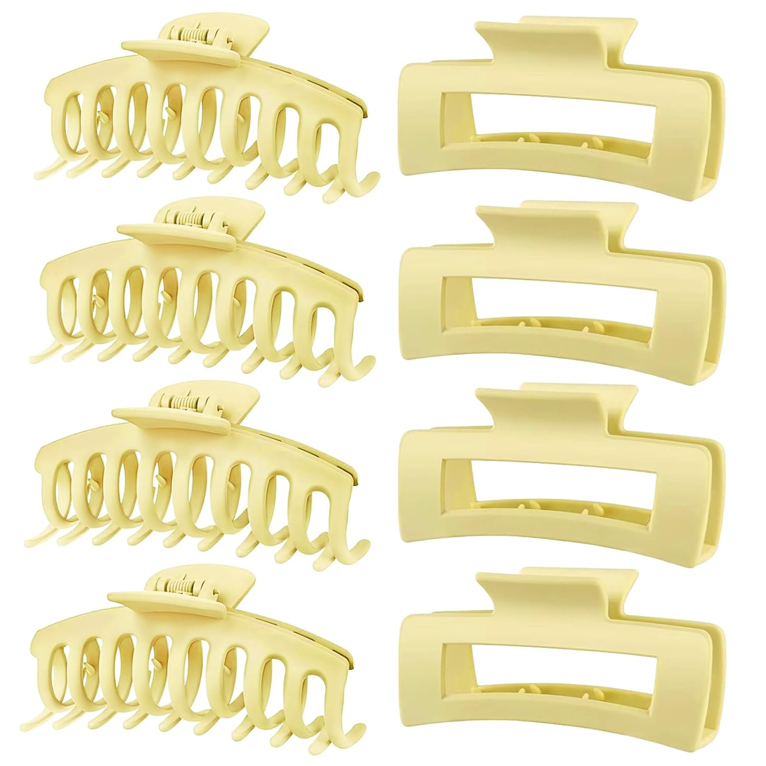 TOCESS 8 Pack Big Hair Claw Clips for Women Large Claw Clip for Thin Thick Curly Hair 90's Strong Hold 4.33 Inch Nonslip Matte Jumbo Hair Clips (8 Pcs)