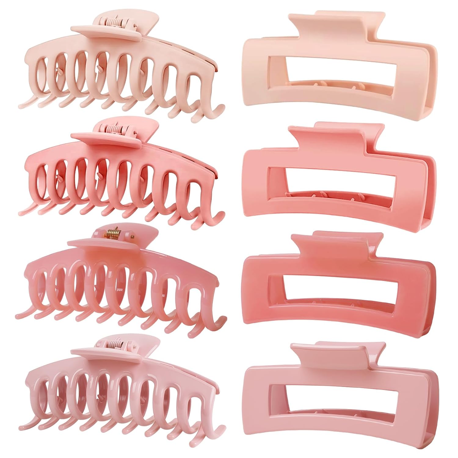 TOCESS 8 Pack Neutral Big Hair Claw Clips for Women Large Claw Clip for Thin Thick Curly Hair 90's Strong Hold 4.33 Inch Nonslip Matte Jumbo Hair Clips