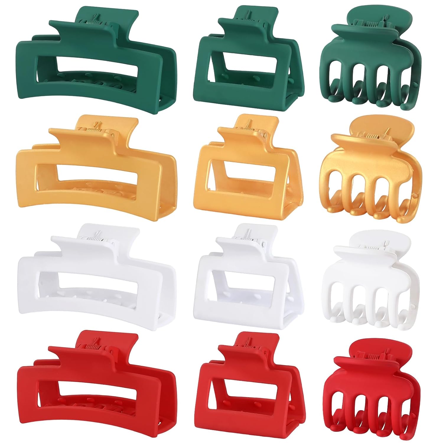 12 Pcs Hair Clips for Women 3 Styles Small Medium Large Claw Clips for Thin Thick Curly Hair. Strong Hold & Non-Slip Clips. Stylish Matte Plastic Hair Accessories Ideal Gifts for Women (Brown)